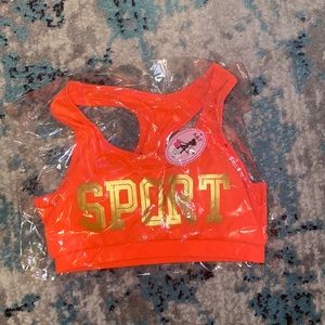 Neon orange sport bra